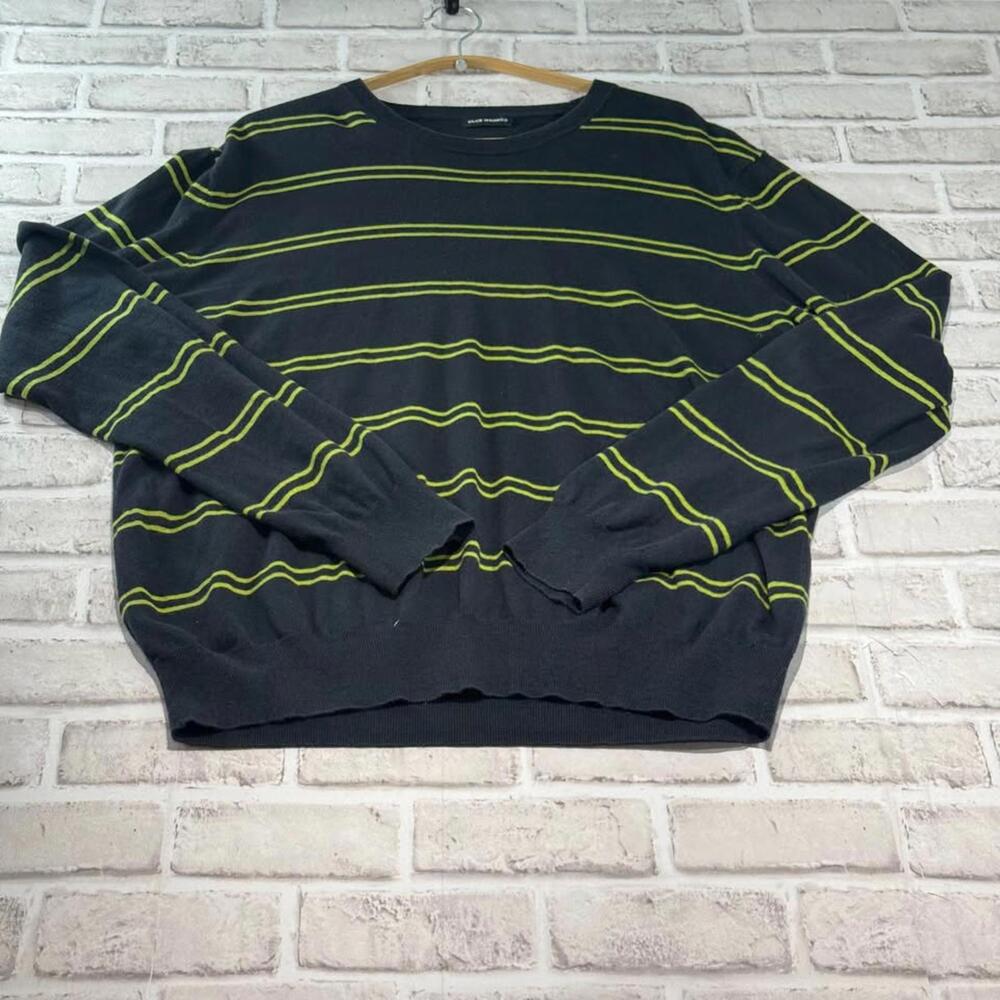 Club Monaco 15% Cashmere Striped Sweater Men's Size L Navy Yellow